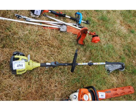 A Ryobi strimmer with bump feed, (engine turns).