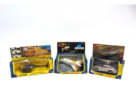 THREE CORGI JAMES BOND MODELS comprising a No.271, Aston Martin, silver, generally good condition (glazing with interior scra