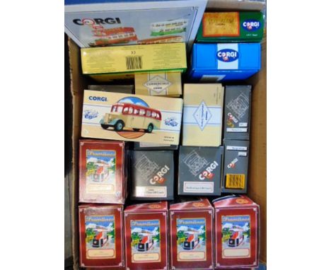 EIGHTEEN CORGI MODEL BUSES & TRAMS including a No.D4/1, Transport of the Early 50s ['Hants & Dorset']; No.C949/6, Bedford OB 