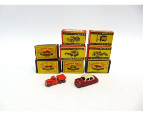 ASSORTED MATCHBOX 1-75 SERIES & BENBROS DIECAST MODELS comprising a Matchbox No.32, Jaguar XK140, cream, metal wheels, near m