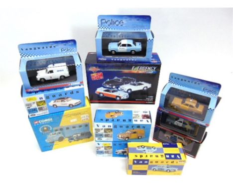 ASSORTED VANGUARDS 1/43 SCALE MODEL POLICE VEHICLES comprising a No.LC1003, MGB Set 'Lancashire Constabulary'; No.VA08702, Va