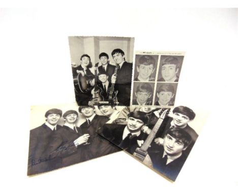 POP MEMORABILIA - THE BEATLES comprising black and white portraits, including one from Mirabelle 'to celebrate our Girl of th