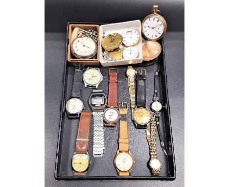 SELECTION OF POCKET WATCHES, VINTAGE AND OTHER WATCHES AND POCKET WATCH PARTS/MOVEMENTSincluding a boxed Westclox Pocket Ben 