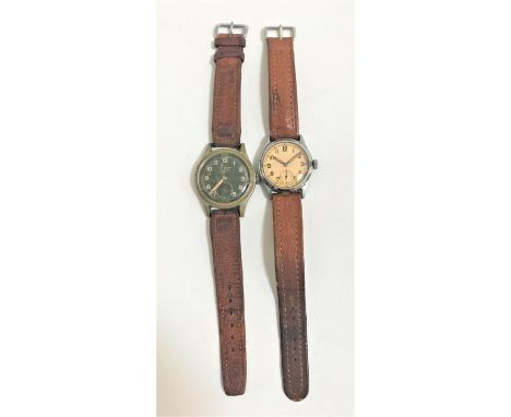 GENTLEMAN'S MILITARY BUREN WATCHwith a circular black dial with Arabic numerals and subsidiary seconds dial, the case marked 