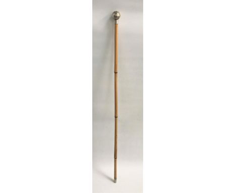 SILVER TOPPED SWAGGER STICKthe ball finial with regimental badge for Seaforth Highlanders of Canada, with bamboo cane and sil