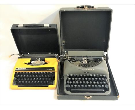 CASED VINTAGE REMINGTON RAND PORTABLE TYPEWRITERtogether with a Silver Reed Silverette cased typewriter (2) 