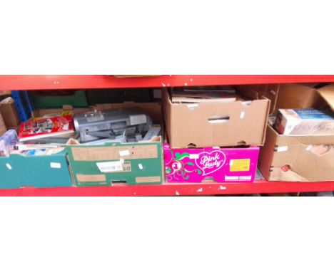 5 boxes including cine projector, slide projector, 2 boxes of books, slide magazines, facial toning system, ultra violet lamp