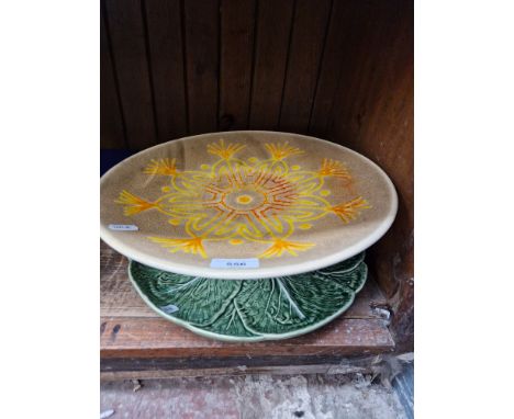A mixed lot of ceramics including Poole Pottery 'Aegean' charger, Portugese serving platter, etc.  