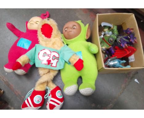 ASsorted toys including two Teletubbies, Gordon the Gopher puppet, Early Learning Centre figures.  