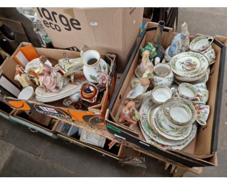 Two boxes of china and glass including Capodimonte, Fine Porcelain, Spode etc.  