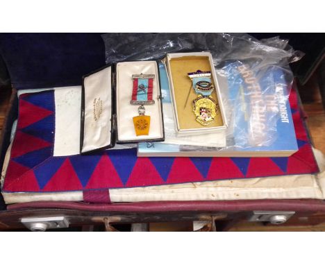 A Masonic briefcase with regalia  