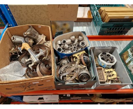 Three boxes of clock parts and tools.  