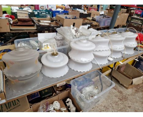 11 vintage glass light fittings.  