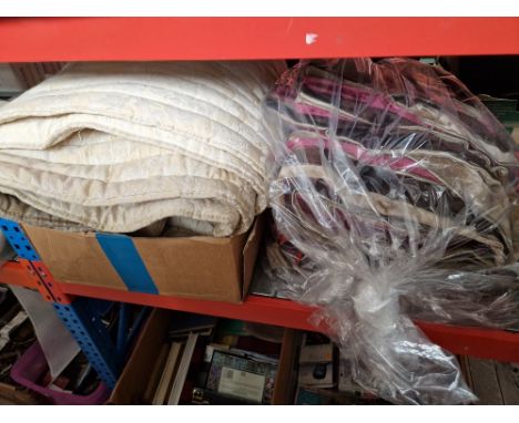 A pair of heavy velvet curtains, some material suitable for upholstery &amp; a vintage bedspread.