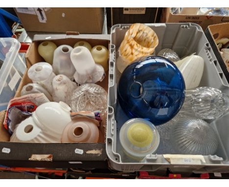 Two boxes of vintage glass light shades.  