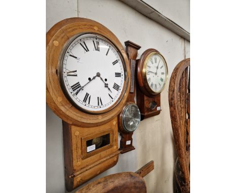 A Comitti of London mahogany wall clock together with a Comitti of London barometer/thermometer and another wall clock.  