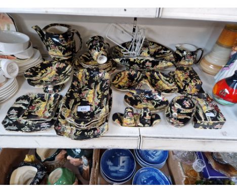 Collection of Royal Winton Grimwades table ware in black and yellow Chinese style - approx. 25 pieces  