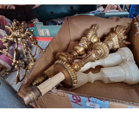 Four vintage table lamps and brass light fitting.  