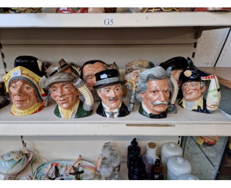 Ten large Royal Doulton character jugs including 4 bearing printed signature of Stanley James Taylor Yachtsman D6820; City Ge