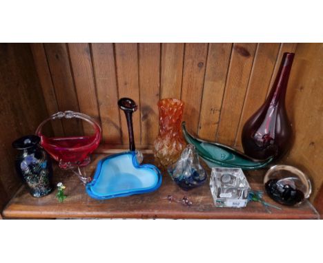 Art glass including Murano, Wedgwood Glass, Caithness etc. - 10 items plus 4 lampwork animals