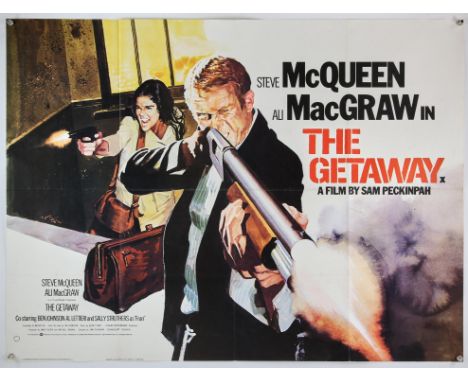 The Getaway (R-1979) British Quad film poster, artwork by Arnaldo Putzu, starring Steve McQueen, folded, 30 x 40 inches. Cond