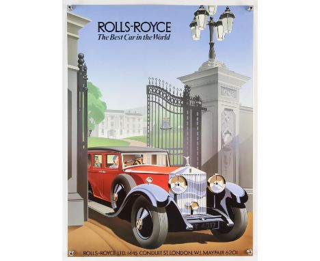 Rolls Royce poster - 'The best car in the world' produced by Rolls Royce showing a pre war Rolls Royce. 17" x 23".  