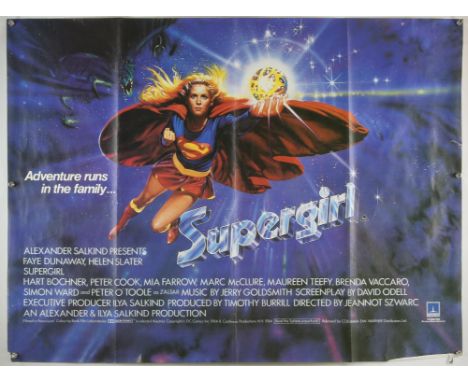 Supergirl (1984) British Quad film poster, design by Mike Bell, artwork by Brian Bysouth, Columbia-EMI-Warner, folded, 30 x 4