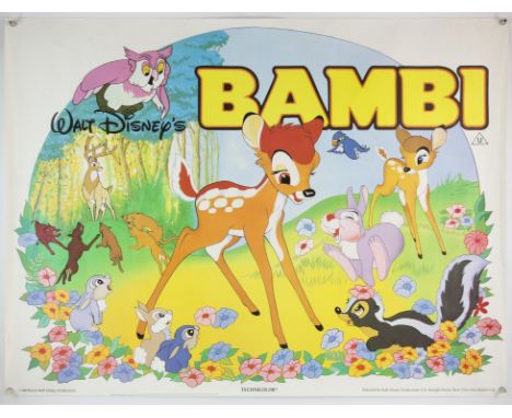 Walt Disney's Bambi (R-1980's) British Quad film poster, rolled, 30 x 40 inches. 