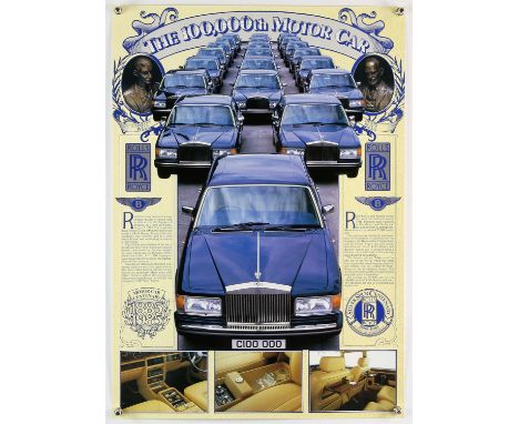 Rolls Royce poster 1985 celebrating production of their 100,000th car - original factory poster approx. 17" x 23".  Condition