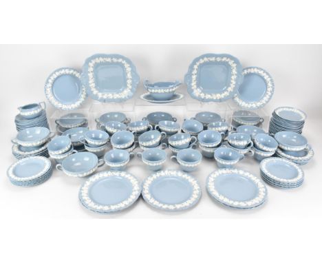 A 20th century Wedgwood Queens Ware tea service, comprising fifteen tea cups, fifteen coffee cups, one milk jug, twelve side 