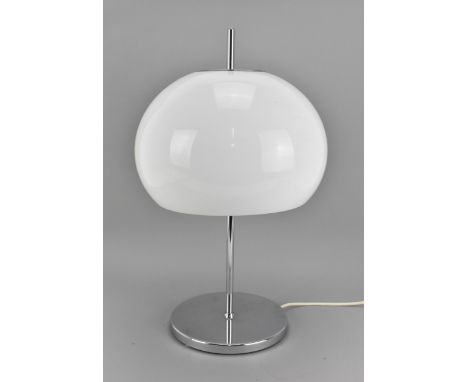 A mid-century Guzzini Style 'Mushroom' Table Lamp, circa 1970s, with white plastic shade, on a chrome base, 50 cm high 