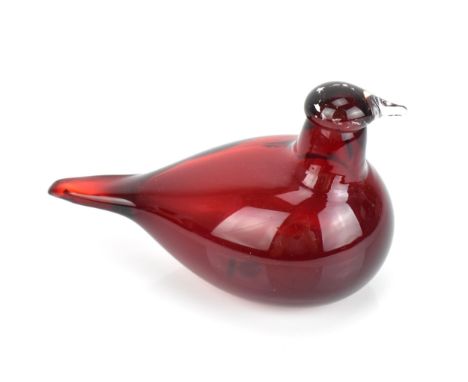 Oiva Toikka (1931-2019) Finnish, for Iittala, studio glass bird, with ruby red body, signed O Toikka Nuutajärvi, with label, 