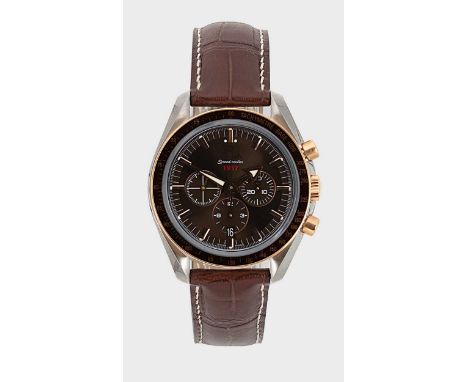 Omega – A steel and 18ct rose gold ‘Speedmaster 1957 Broad Arrow Co-Axial’ chronograph wristwatch, circa 2006, model number 3