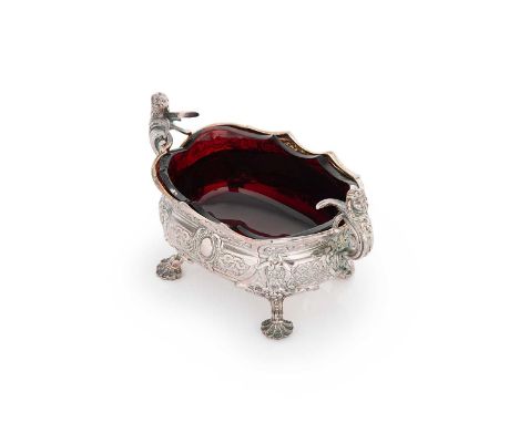 A George V silver sugar bowl, mark of the Goldsmiths' &amp; Silversmiths’ Company, London 1911, of oval form, the side with r