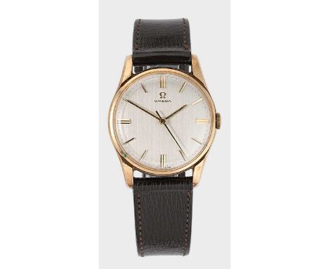 Omega - A 9ct gold wristwatch,  circa 1962, model 131.5405, serial number 19805936, circular silvered dial with gold coloured