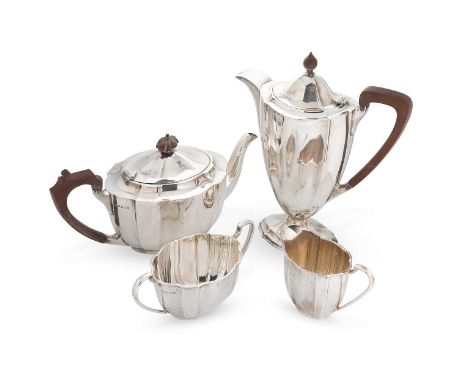 Edinburgh - A George VI silver 3-piece tea set with one addition, mark of Mackay &amp; Chisholm, 1938, the teapot of oval pan