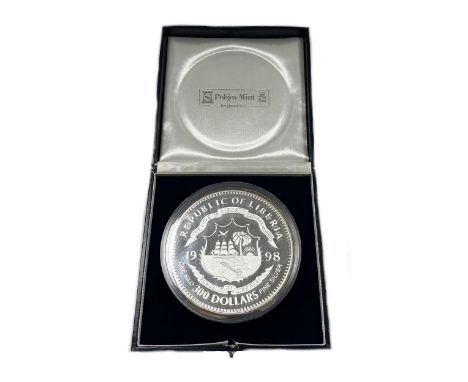 Republic of Liberia 300 dollar proof coin, dated 1998, number 1 of a limited edition of 500, 1 kilo fine silver, verso with R