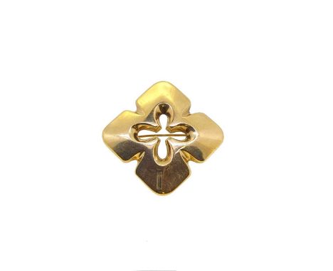 Ernest Blyth for Ivan Tarratt - A 9ct gold brooch, quatrefoil shape with a plain polished finish, diameter 5.5cm, pin and rev