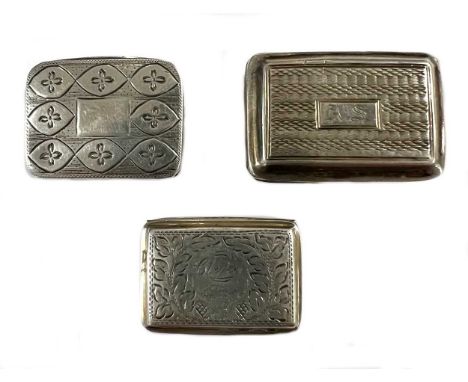 A 19th century silver vinaigrette, mark of Matthew Linwood, and two others. Birmingham 1813, of rectangular form, underside w