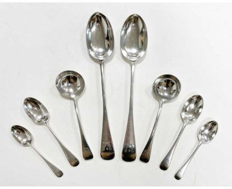 A 65-piece set of Victorian silver flatware with 2 additions,  mark of Francis Higgins III, London 1888, 'Old English' patter