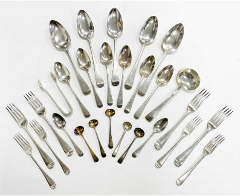 A 24-piece set of George III 18th century silver flatware with 44 later additions, mark of Richard Crossley, London 1791/4, '