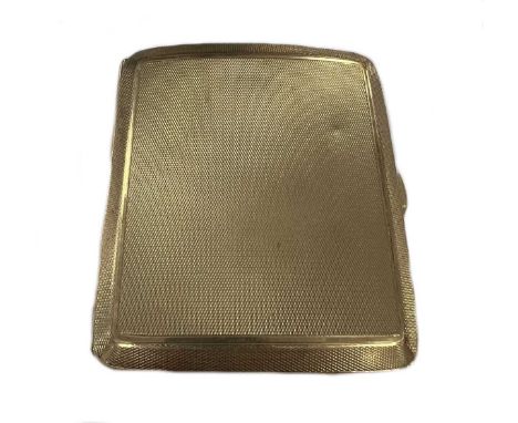 A George V 9ct gold pocket cigarette case, mark of Payton, Pepper &amp; Sons Ltd., Birmingham 1929, of rectangular, somewhat 