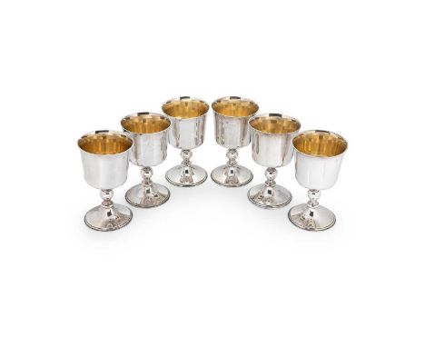 A set of 6 Elizabeth II silver goblets, each with mark of A. Chick &amp; Sons Ltd., London 1973, display marked, in the Jacob