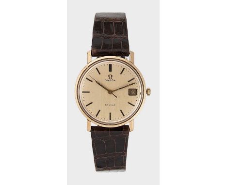 Omega - A 9ct gold 'de Ville' wristwatch, circa 1968, model 1061, serial number 27043249, circular champagne dial with black 