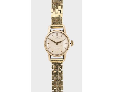 Rolex - A Swiss 9ct gold 'Precision' wristwatch on a later bracelet, circa 1950, model number 9168, the signed circular cream