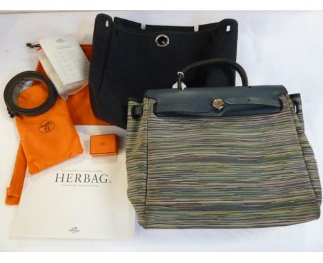 Hermes - 'Vibrato' (discontined) blue leather 2-in-1 bag&nbsp; - with shoulder strap in dust bag, pumice cleaner in box, wet 
