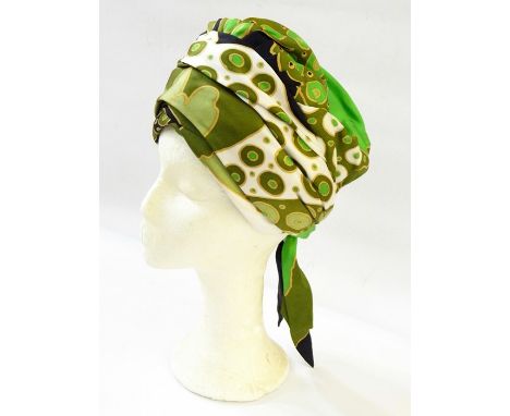 Vintage Dior silk scarf turban, the scarf marked 'Christian Dior'