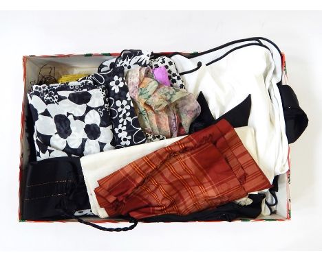 Quantity of vintage shawls, a Charnos nylon white and black nightie, etc (1 box) 