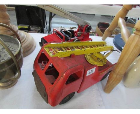 A large Tri-ang pressed steel fire engine and a Meccano Mogul fire engine