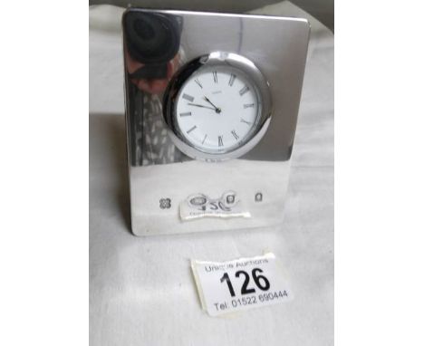 A Concorde silver desk clock